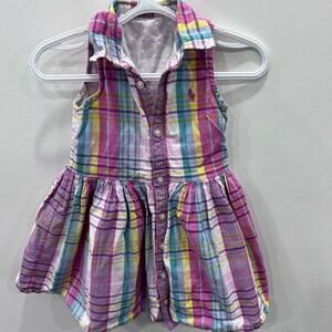 Ralph Lauren Baby Girls Plaid Button Front Dress Size 18 Months | Preppy Summer